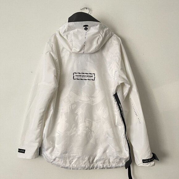 AAPE BY A BATHING APE Size L Hooded Pullover Logo Printed Windbreaker Parka - Picture 3 of 16